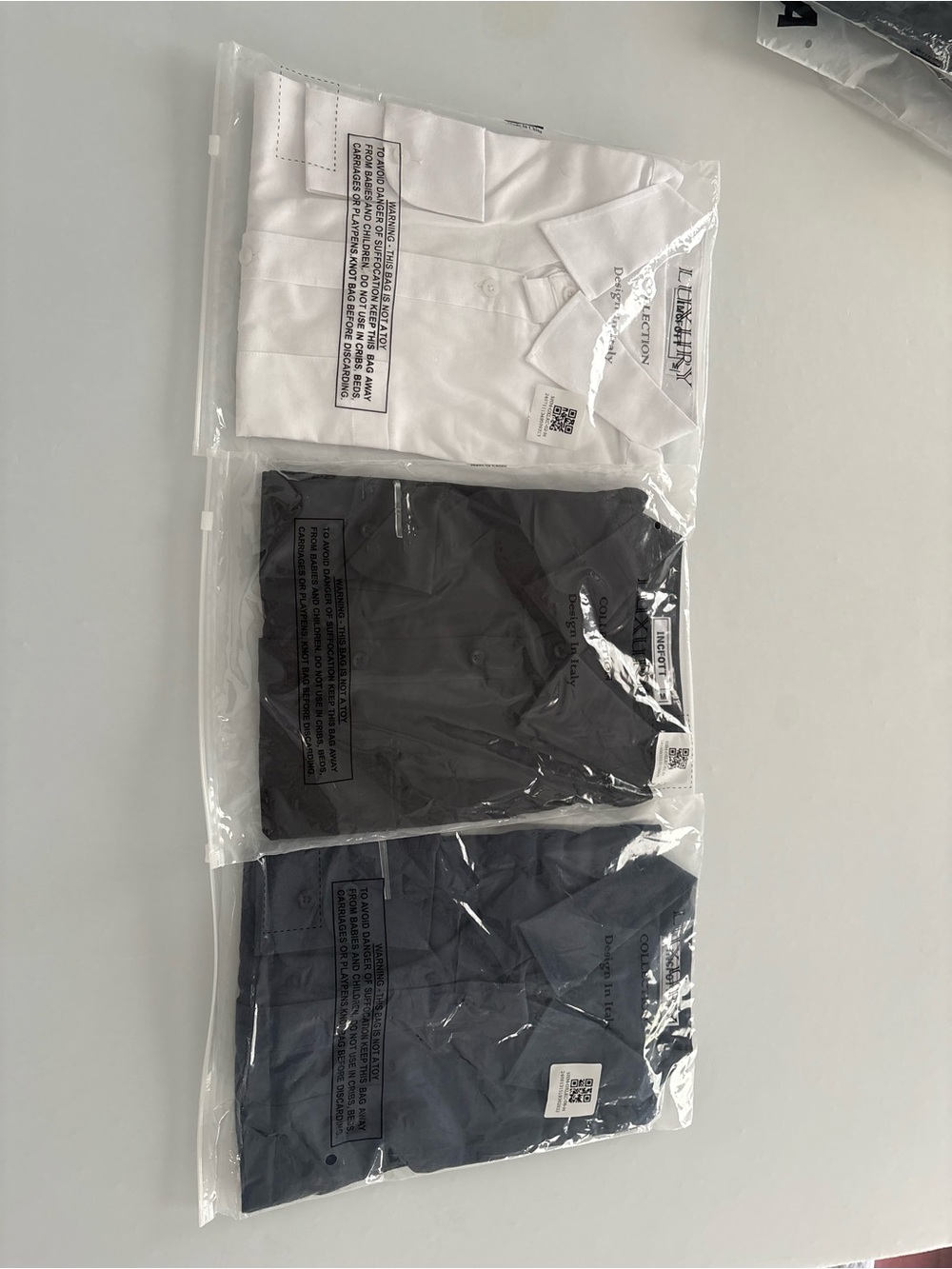 Pack of 3 Men’s Short Sleeve Button Shirts — White, Black, Navy